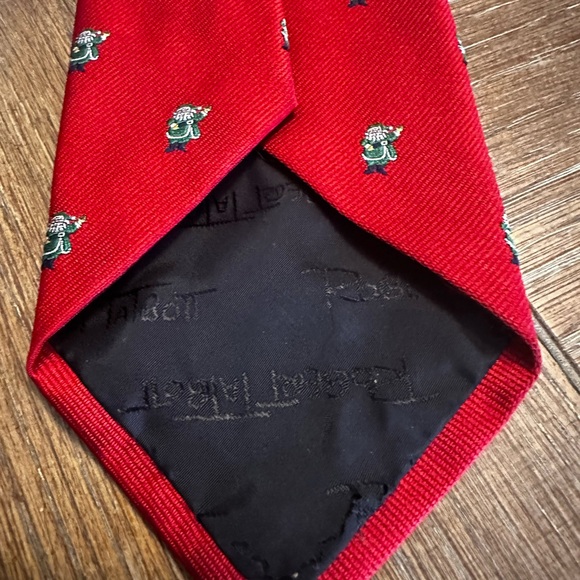 Vintage Robert Talbott For Cravate Red Santa Silk Tie - Picture 8 of 9